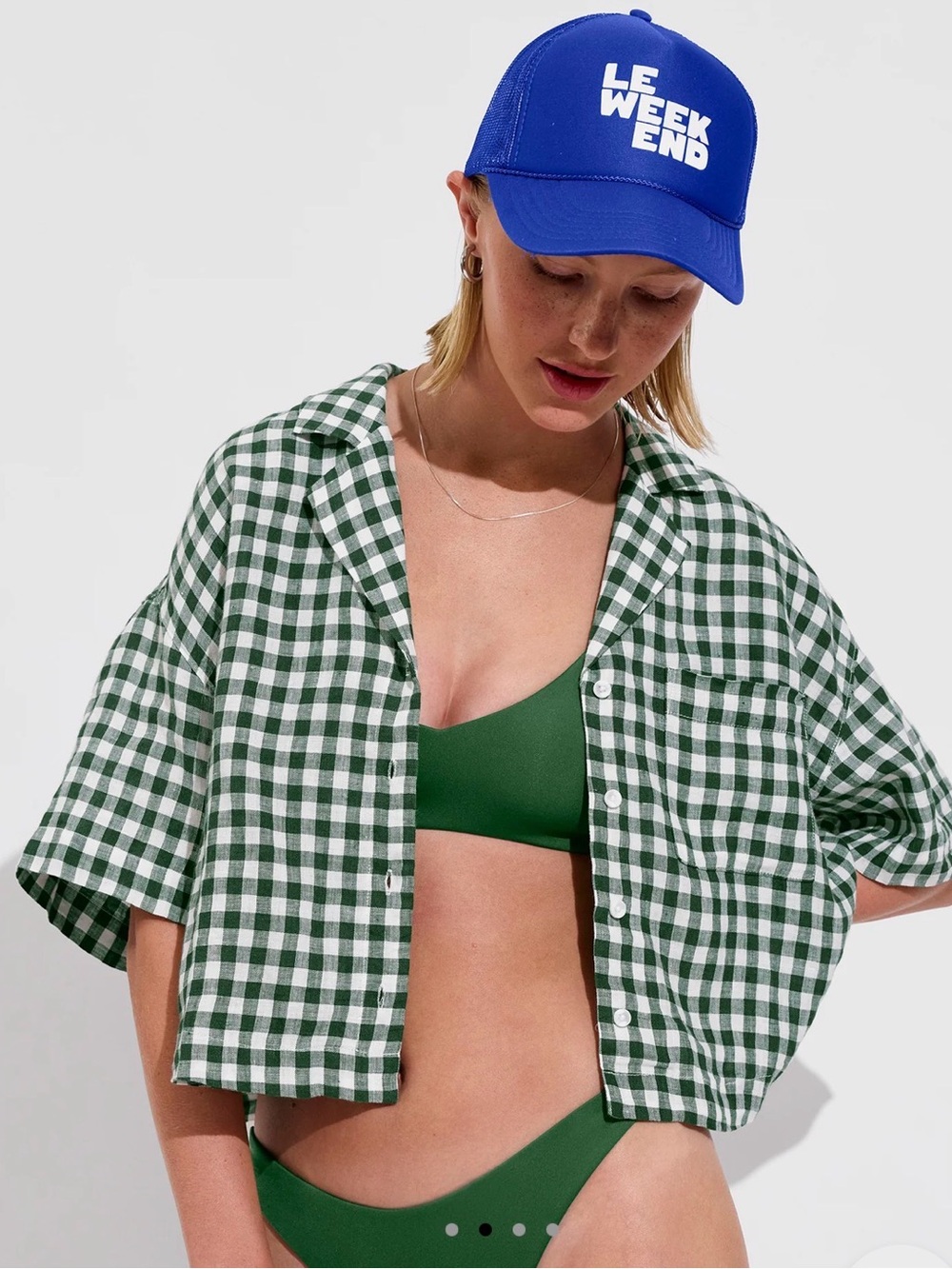 Clare V X Left on Friday collab TRUCKER HAT $50 NWT  Cobalt Le Weekend - Picture 3 of 7